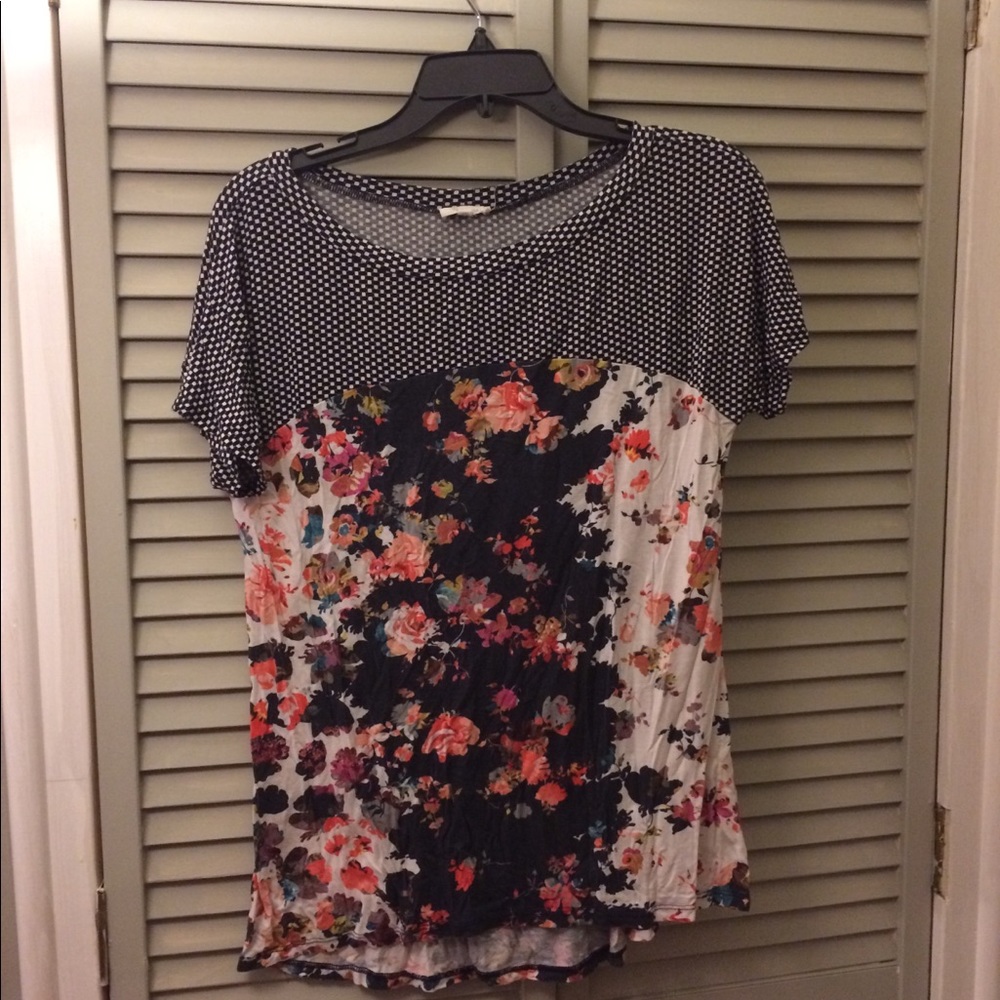 Weston Pink Black Mixed Pattern Floral Tee Shirt